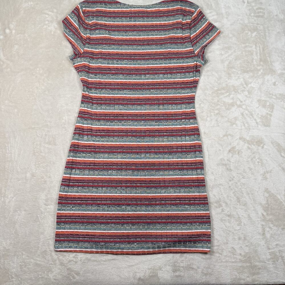 Revolve Privacy Please Women's Mini Dress XL Striped Metallic Ribbed - Picture 5 of 9
